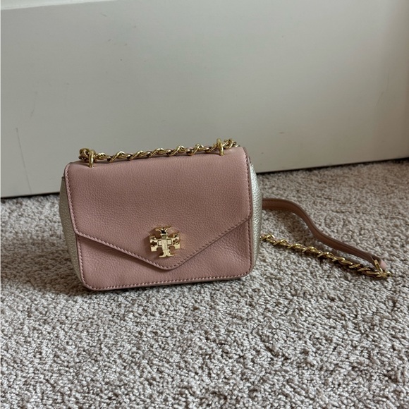 Tory Burch Classic Pink/Gold Leather Mini Kira Crossbody Bag - Picture 2 of 11